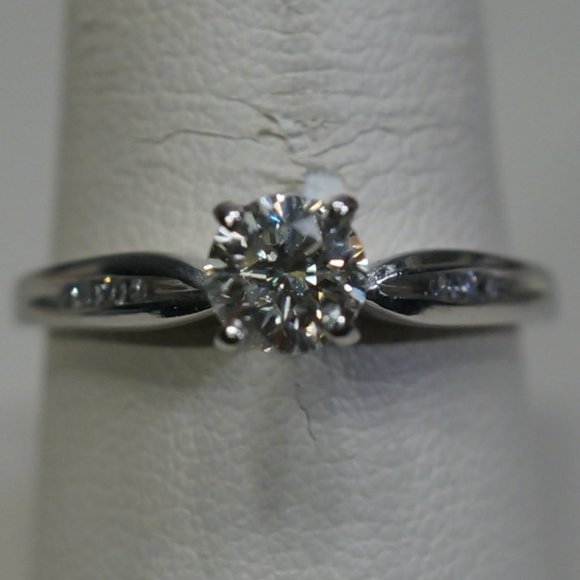 Platinum 1/2 Carat Genuine Diamond Engagement Ring